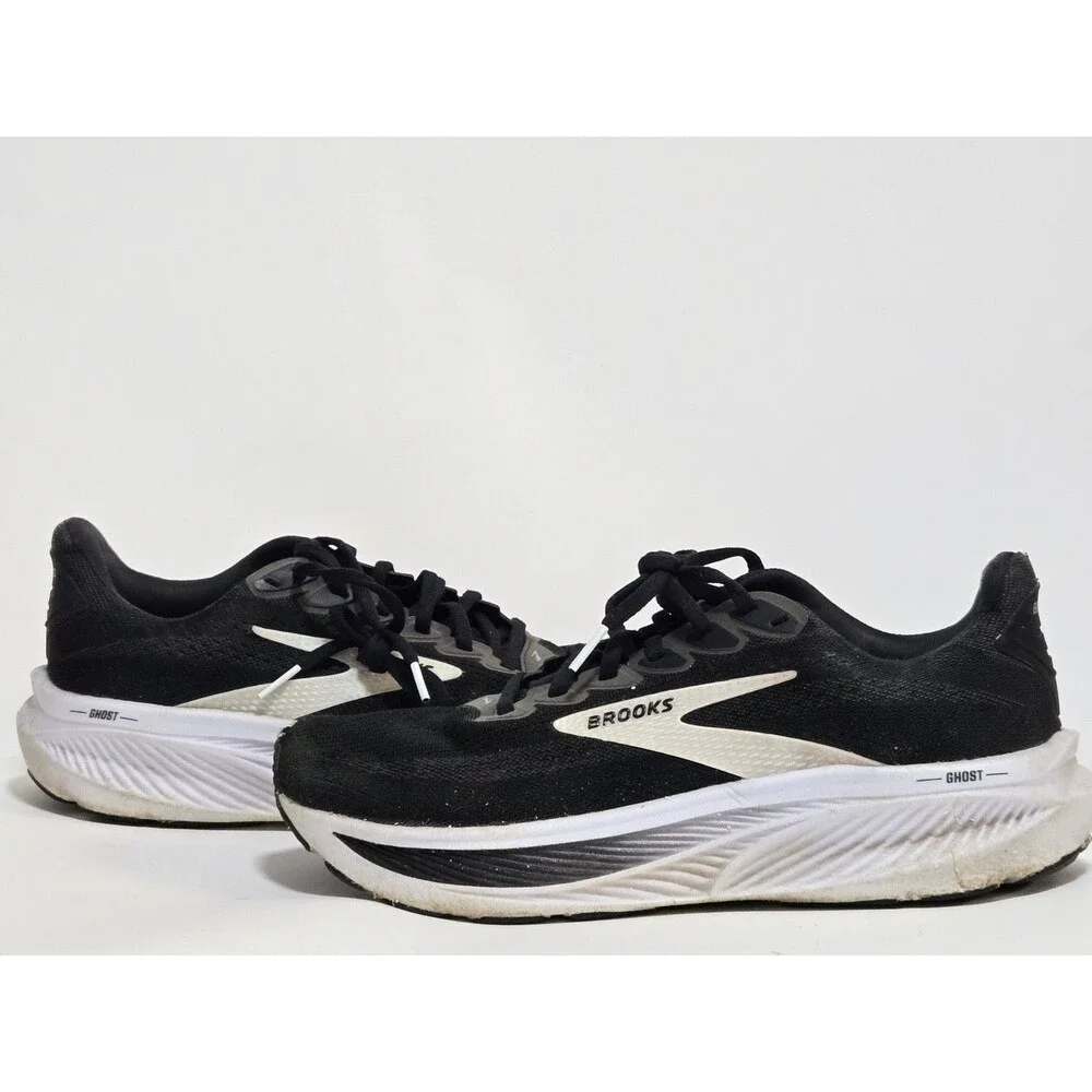 Brooks Sneakers Mens Size 8 2E Ghost 17 Running Wide Black White Jogging Casual
